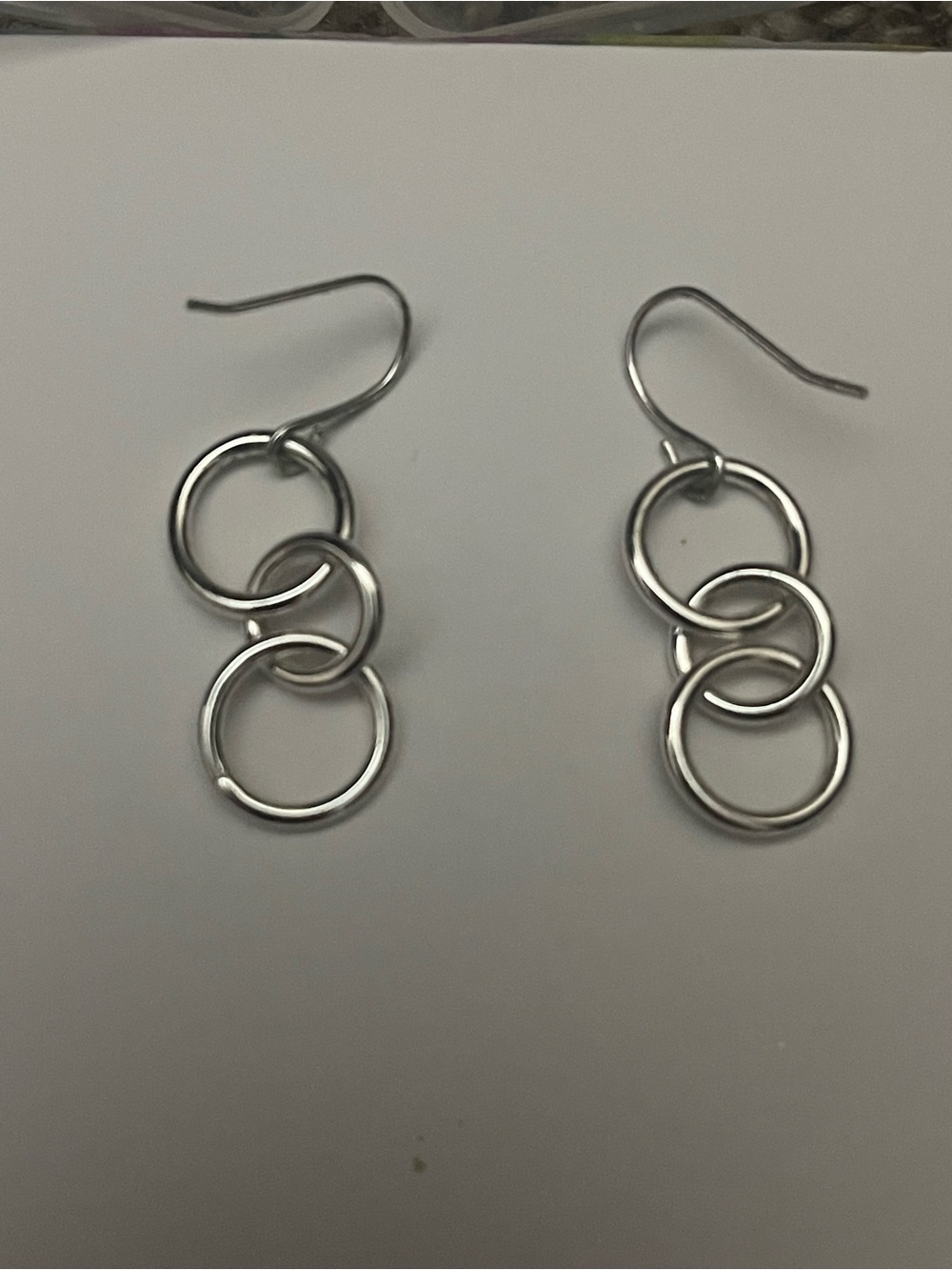 Source Unknown Silver Triple-Link Drop Earrings